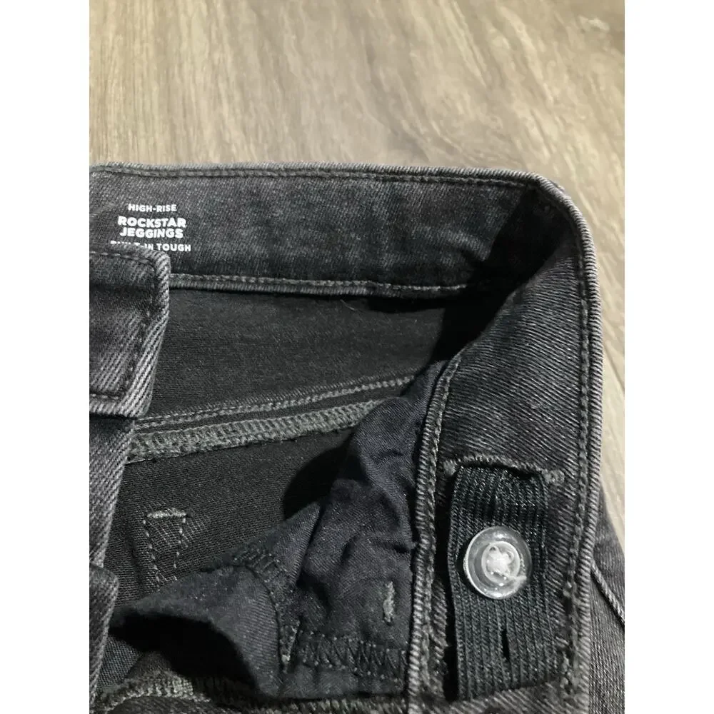 Old Navy Girls Size 12 High Rise Rockstar Jeggings Black Faded Distressed Jeans